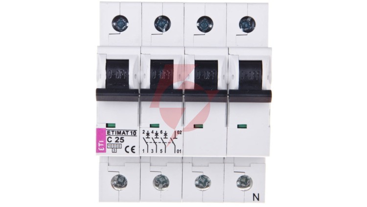 Wyłącznik nadprądowy 3P+N C 25A 10kA AC ETIMAT10 002136718