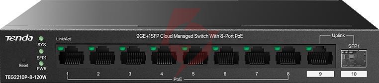Switch poe tenda teg2210p-8-120w