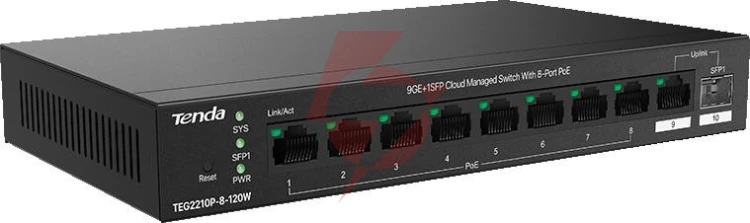Switch poe tenda teg2210p-8-120w
