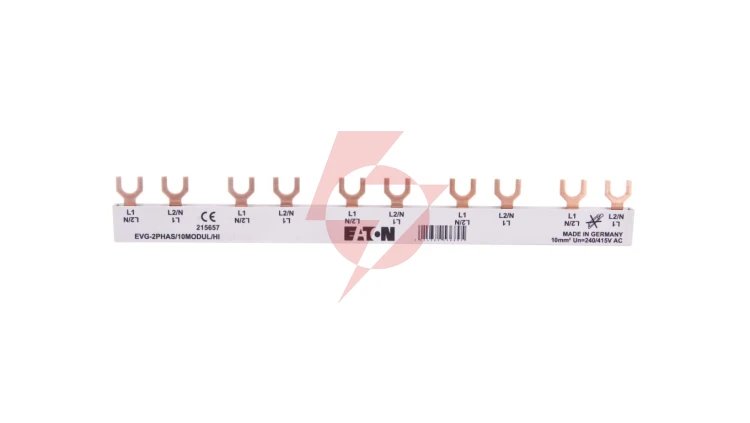 Szyna łączeniowa 2P 63A 10mm2 widełkowa (10mod.+styk pomocniczy) EVG-2PHAS/10MODUL/HI 215657