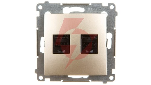 Simon 54 Gniazdo komputerowe podwójne 2xRJ45 kat.6 z przesłoną złoty mat D62.01/44