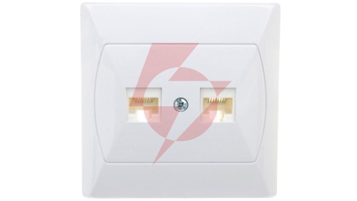 AKCENT Gniazdo komputerowe podwójne RJ45 kat.5e FOREX białe GPK-2A/F/00