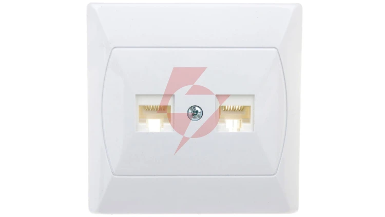 AKCENT Gniazdo komputerowe podwójne RJ45 kat.5e FOREX białe GPK-2A/F/00