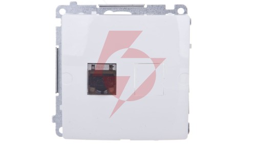Simon Basic Gniazdo komputerowe pojedyncze RJ45 kat.6 ekranowane z przesłoną białe BM61E.01/11