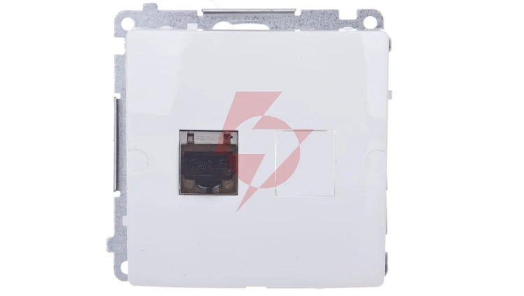 Simon Basic Gniazdo komputerowe pojedyncze RJ45 kat.6 ekranowane z przesłoną białe BM61E.01/11