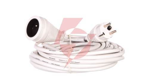 Kabel przedłużajacy (przedłużacz) 10m biały 1x230V H05VV-F3G1,5 1168464