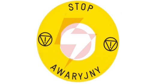 Tabliczka opisowa żółta okrągła fi60 STOP AWARYJNY ZBY9PL30