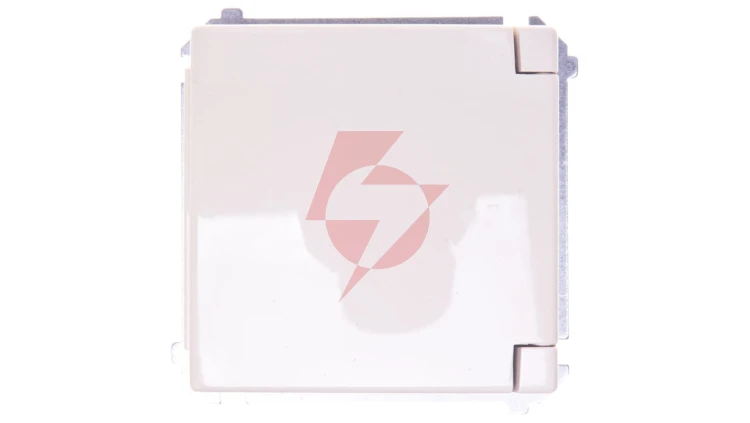 Simon Basic Gniazdo bryzgoszczelne z/u IP44 z przesłoną torów i klapką pełną beżowe BMGZ1Bz.01/12