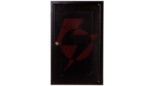 Szafa rack wisząca 10 9U 310x300 IP30 RAL9005 czarna (drzwi przeszklone) SZW-10-9U-30-DS-C