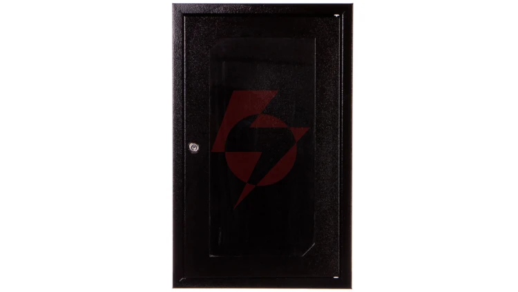 Szafa rack wisząca 10 9U 310x300 IP30 RAL9005 czarna (drzwi przeszklone) SZW-10-9U-30-DS-C