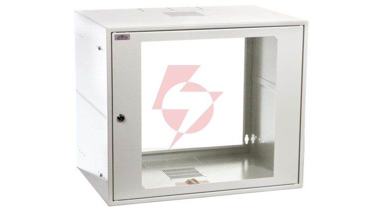 Szafa wisząca SIMPLE 19 12Ux555x400 mm IP 30, ściany boczne pełne, drzwi pełne SZWS-19-9U-40-DS 19-8012SZWS-19-9U-40-DS
