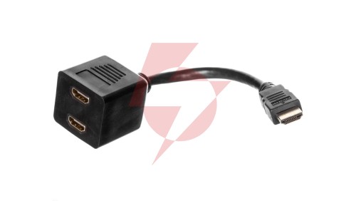 Kabel rozgałęźniacz HDMI Highspeed 1.3 pasywny Typ HDMI A/2xHDMI A, M/Ż czarny 0,2m AK-330400-002-S