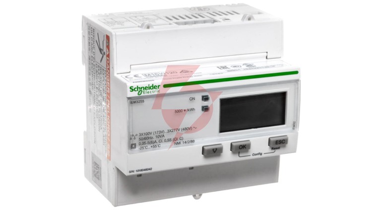 Licznik energii elektrycznej 1/3-fazowy 5A przekładnik 100-277/173-480V kl.0,5S/C Modbus MID taryfowy cyfrowy iEM3255 A9MEM3255