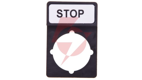 Tabliczka opisowa STOP 44x30mm czarna prostokątna ST22-1901\P03