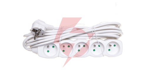 Przedłużacz 5-gniazd z/u 5m /H05VV-F 3G1/ biały P0515