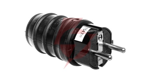Wtyczka gumowa 10/16A 250V 2P+Z IP44 czarna P0050