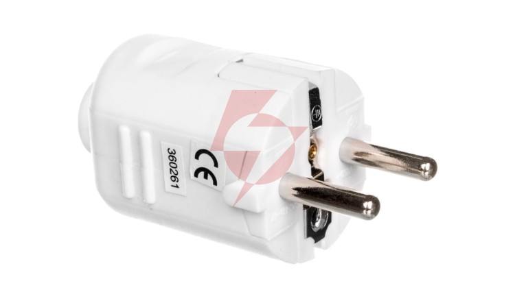 Wtyczka prosta 10/16A 250V 2P+Z biała YV-FA-4Z P0034