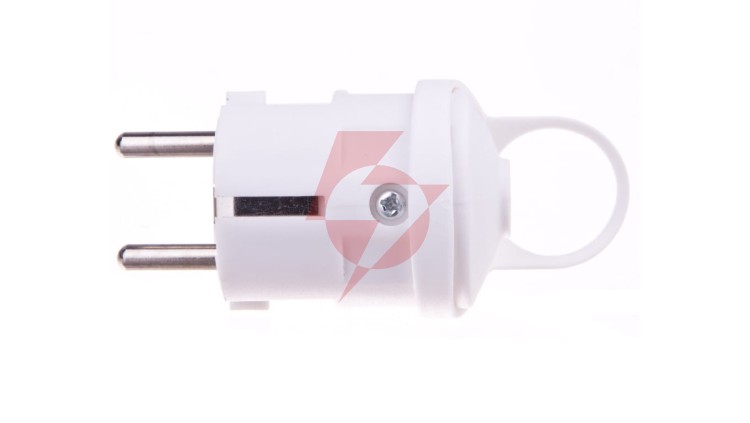 Wtyczka prosta 10/16A 250V 2P+Z z uchwytem biała EM-GRC-01 P0038