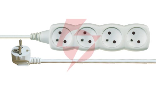 Przedłużacz 4-gniazda z/u 3m /H05VV-F 3G1/ biały P0413