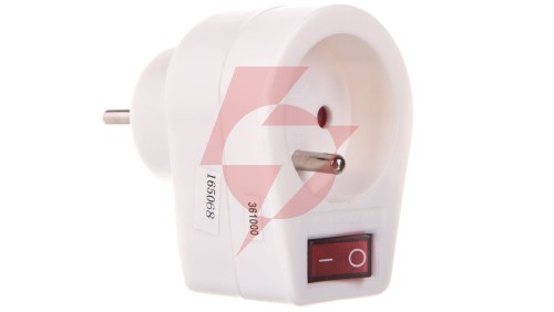 Wtyczka-gniazdo z wyłącznikiem 10/16A 250V 2P+Z białe P0027