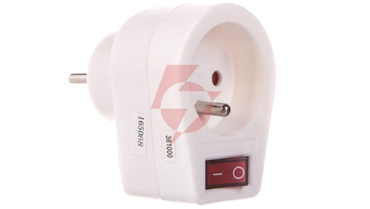 Wtyczka-gniazdo z wyłącznikiem 10/16A 250V 2P+Z białe P0027