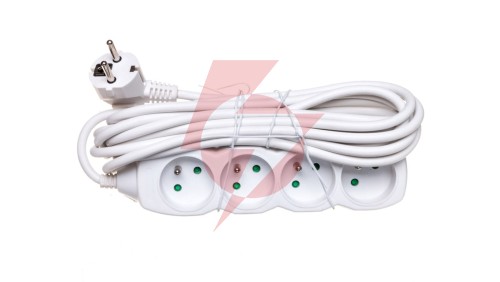 Przedłużacz 4-gniazda z/u 5m /H05VV-F 3G1/ biały P0415