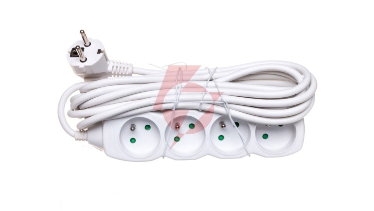Przedłużacz 4-gniazda z/u 5m /H05VV-F 3G1/ biały P0415
