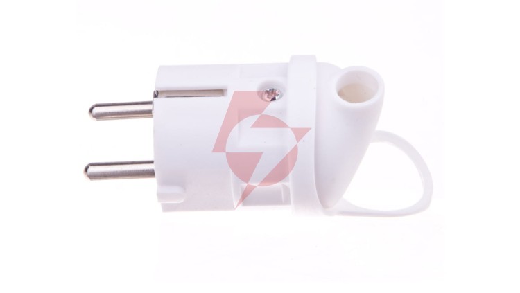 Wtyczka kątowa 10/16A 250V 2P+Z z uchwytem biała EM-GRC-02 P0039