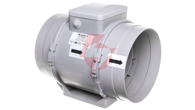 Wentylator kanałowy fi 200 230V 108W 1040m3/h 52dB o przepływie mieszanym TTPRO200