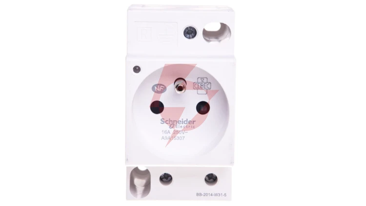 Gniazdo modułowe z lampką iPC 2P+E 10/16A 250V na szynę białe A9A15307