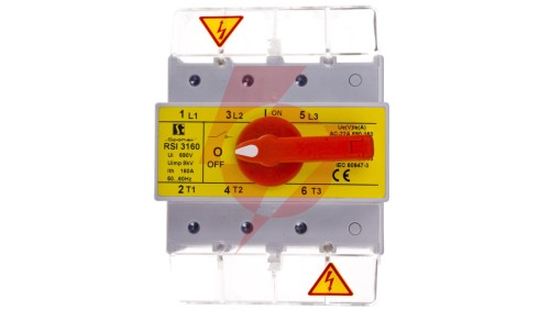 Rozłącznik izolacyjny 3P 160A z pokretłem na rozłączniku RSI-3160W03