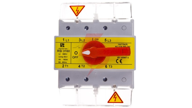 Rozłącznik izolacyjny 3P 160A z pokretłem na rozłączniku RSI-3160W03