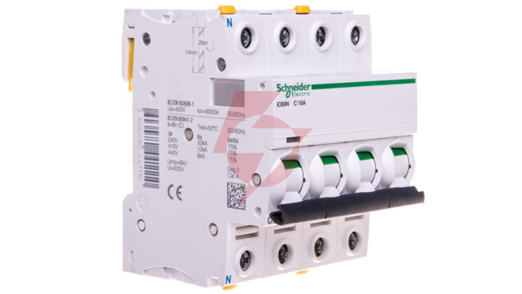 Wyłącznik nadprądowy 3P+N C 16A 6kA AC iC60N-C16-3N Acti9 A9F04716