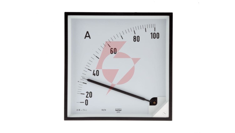 Amperomierz analogowy tablicowy 100/5A do przekładnika 100/5 144x144mm IP50 C3 K=90 st. EA12N E41600000000