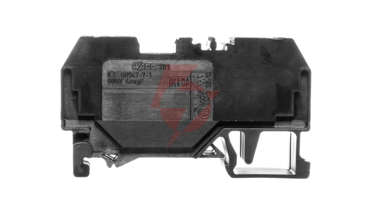Złączka szynowa 2-przewodowa 4mm2 czarna 281-905