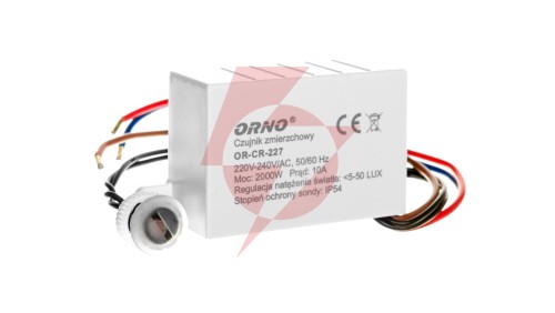 Wyłącznik zmierzchowy z czujnikiem 10A 230V 5-50lx OR-CR-227