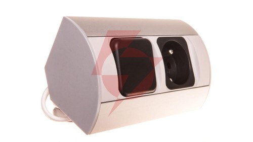 Gniazdo meblowe pojedyncze z/u 16A IP20 z wyłącznikiem aluminium/ tworzywo OR-AE-1302