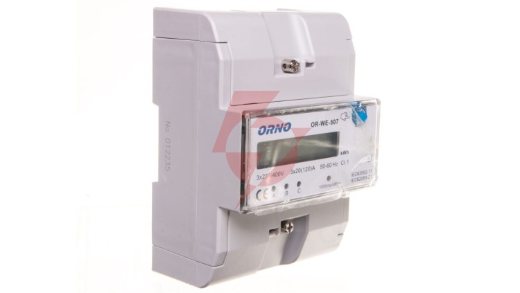 Licznik energii elektrycznej 3-fazowy 3x20 /120A 3x230/V wyświetlacz LCD OR-WE-507