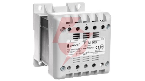 Transformator 1-fazowy separacyjny PTM 100 230/230V 0,43A, na szynę DIN, IP21, Ta 40, 16052-9953