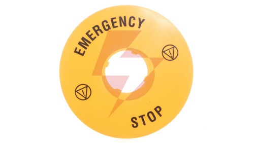 Szyld opisowy fi 90mm EMERGENCY/STOP LPXAU113