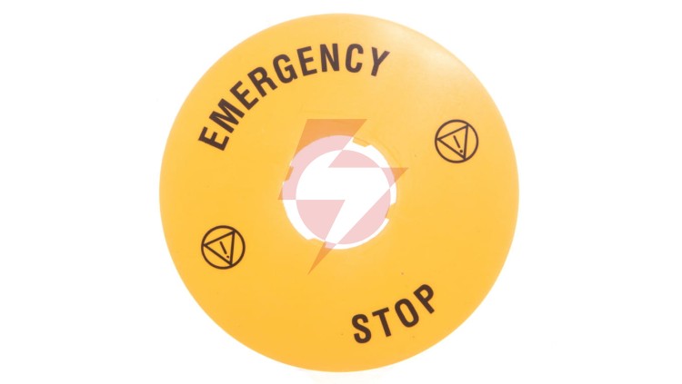 Szyld opisowy fi 90mm EMERGENCY/STOP LPXAU113