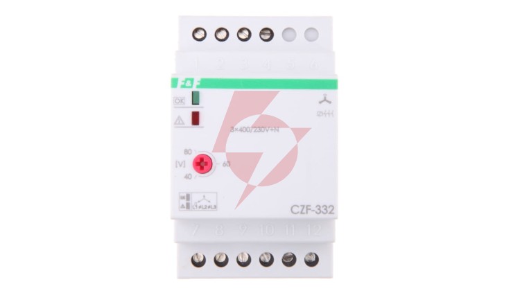 Przekaźnik zaniku i asymetrii faz z kontrolą styków stycznika 10A 1P 4sek 40-80V CZF-332
