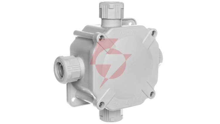 Puszka hermetyczna natynkowa 122x122x44,6mm IP67 4xPG27 szara 6455-27P