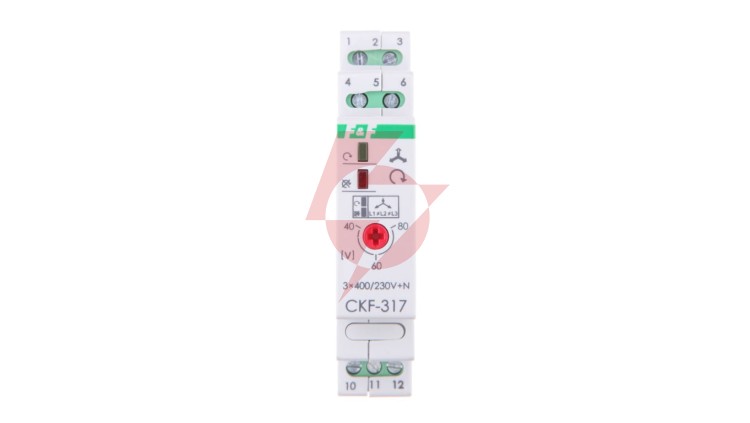 Przekaźnik kolejności, zaniku i asymetrii faz 10A 1P 4sek 40-80V CKF-317