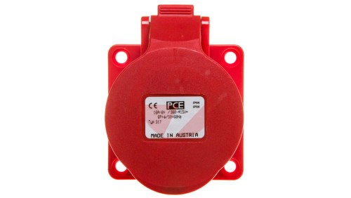 Gniazdo tablicowe 16A 7P 400V /70x70/ czerwone IP44 317-6v