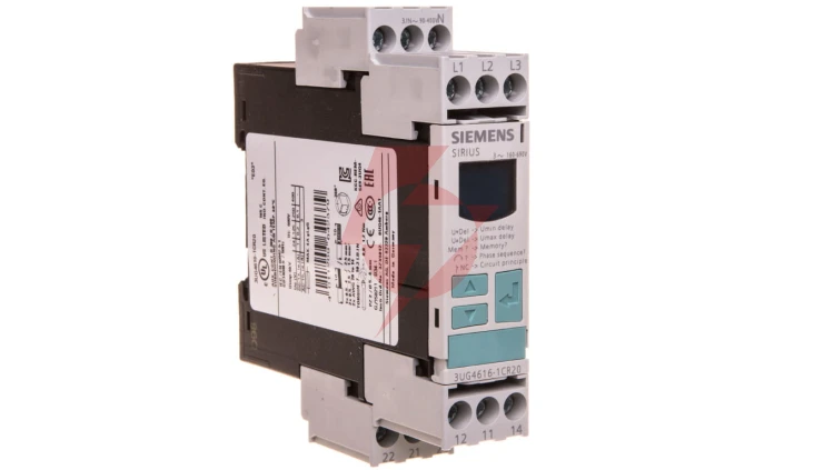 Przekaźnik kolejności, zaniku i asymetrii faz, kontrola nad-/podnapięciowa 2P 0,1-20s 160-690V AC z LCD 3UG4616-1CR20
