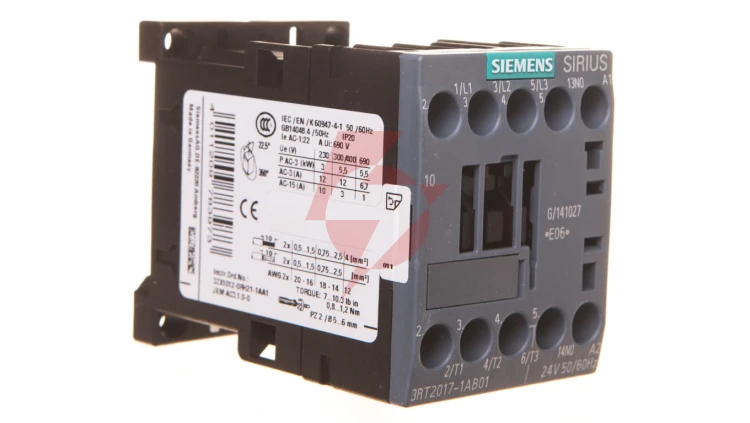 Stycznik mocy 12A 3P 24V AC 1Z 0R S00 3RT2017-1AB01