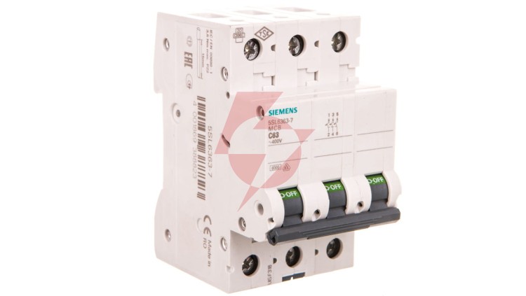 Wyłącznik nadprądowy 3P C 63A 6kA AC SENTRON 5SL6363-7