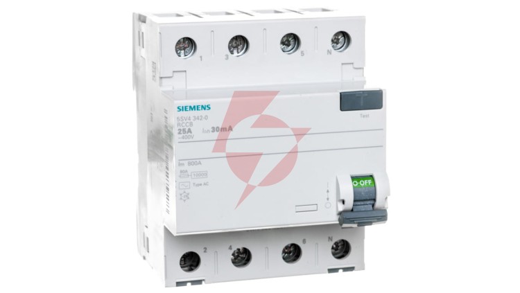 Wyłącznik różnicowoprądowy 4P 25A 0,03A typ AC 30mA 400V SENTRON 5SV4342-0