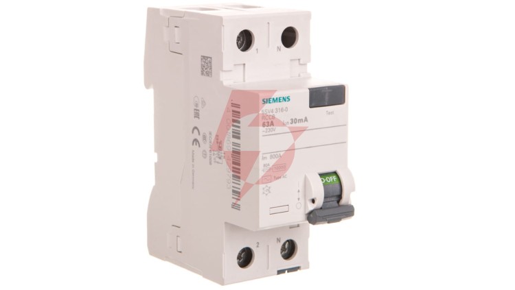 Wyłącznik różnicowoprądowy 2P 63A 0,03A Typ AC 30mA 230V 5SV4316-0